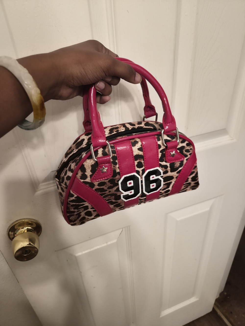 SHEIN Leopard Mini Bag with Hot Red Accents